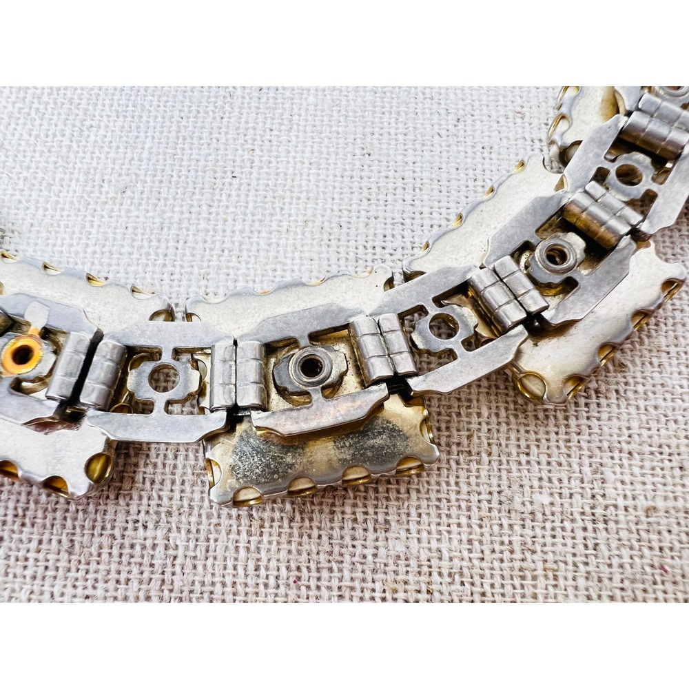 Vintage Equestrian Horse Portrait Porcelain Tile Link Bracelet Gold Tone 7.5in - Picture 9 of 11